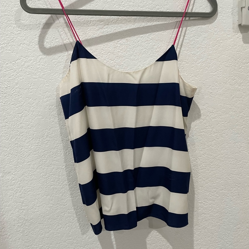 Tibi Blue and White Sleeveless Camisole